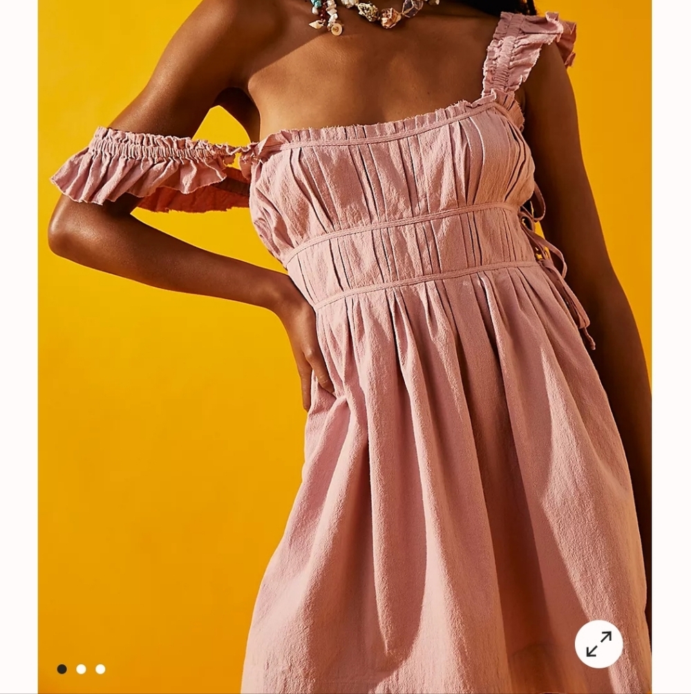 NWOT Free People Claudette Mini Dress Bleached Mauve Pink size M